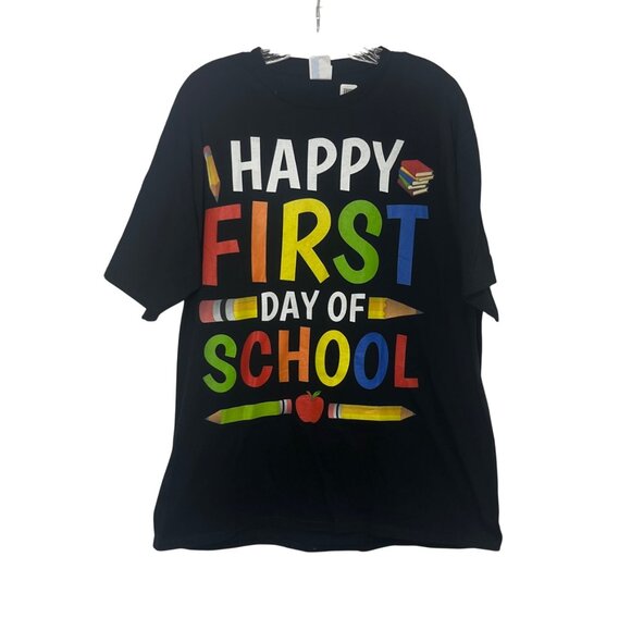Happy First Day Of School Tshirt Mens XL Black New Port & Company - Picture 1 of 9